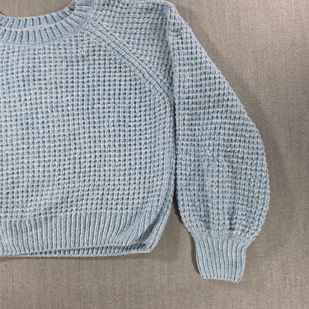 Altar'd State Sweater Womens Small Blue Chenille Waffle Knit Raglan Pullover - Picture 10 of 13